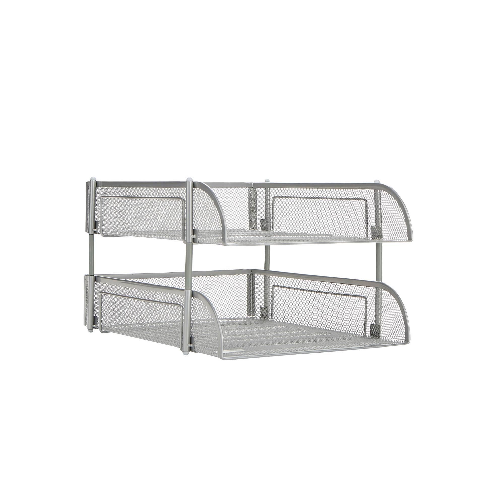 Mind Reader Silver 2 Piece Stackable Metal Mesh Letter Tray
